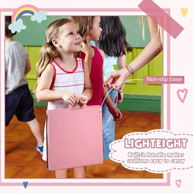 Alt view image 4 of 7 - 12 Pcs Classroom Floor Cushions for Kids,Pastel Color,Square Flexible Classroom Seating for Kindergarten Daycare Nursery, Floor Cushion with Handle, Floor Cushions for Sitting Reading
