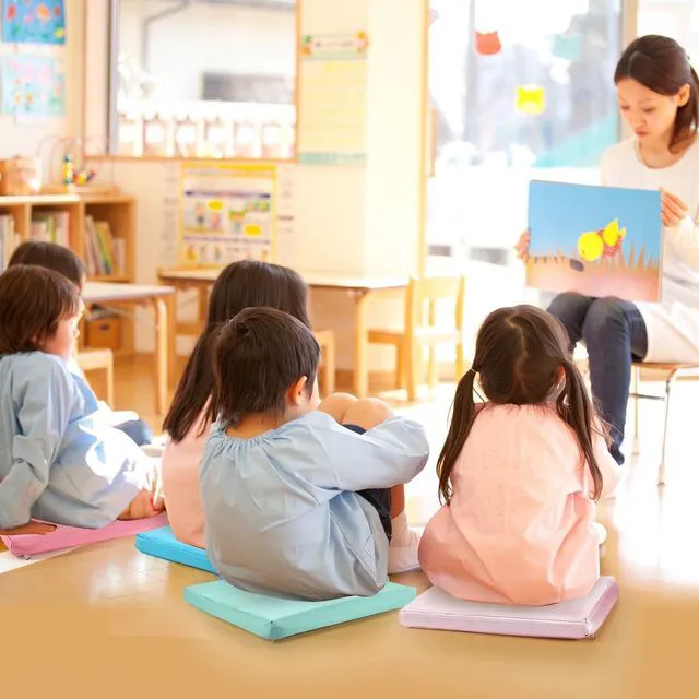 Alt view image 5 of 7 - 12 Pcs Classroom Floor Cushions for Kids,Pastel Color,Square Flexible Classroom Seating for Kindergarten Daycare Nursery, Floor Cushion with Handle, Floor Cushions for Sitting Reading