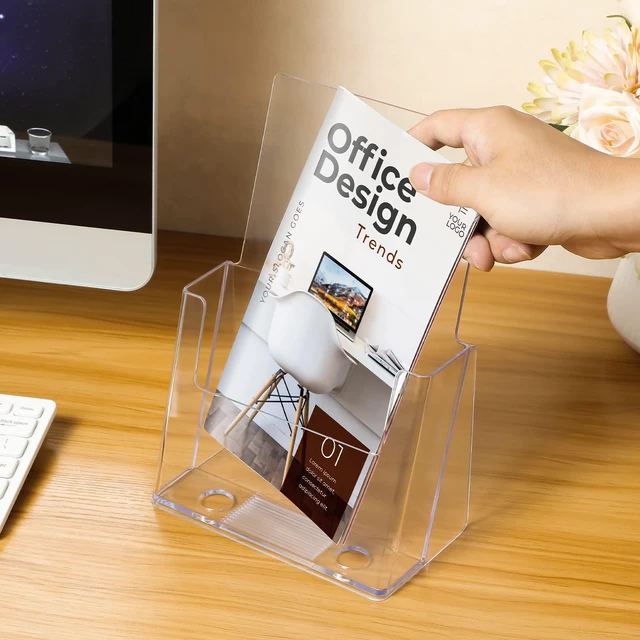 Alt view image 7 of 7 - Acrylic Brochure Holder, 6 x 9 Inch Countertop Display, 6 Pack Clear Acrylic Material, Fits Bi-Fold Brochures, Booklets and Flyers, Easy Brochure Access, Non Slip Slot, Polished Edges