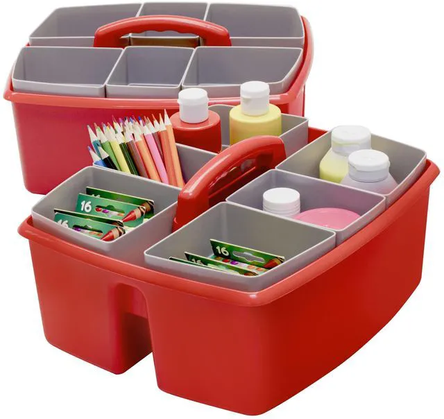 Main image of Large Classroom Caddy with Cups, 13 x 11 x 6.575 Inches, Red, Case of 2 (00981U02C)