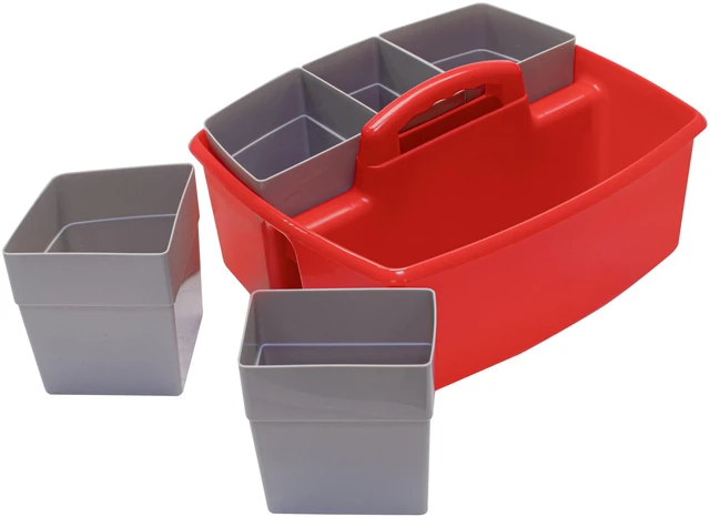 Alt view image 4 of 7 - Large Classroom Caddy with Cups, 13 x 11 x 6.575 Inches, Red, Case of 2 (00981U02C)