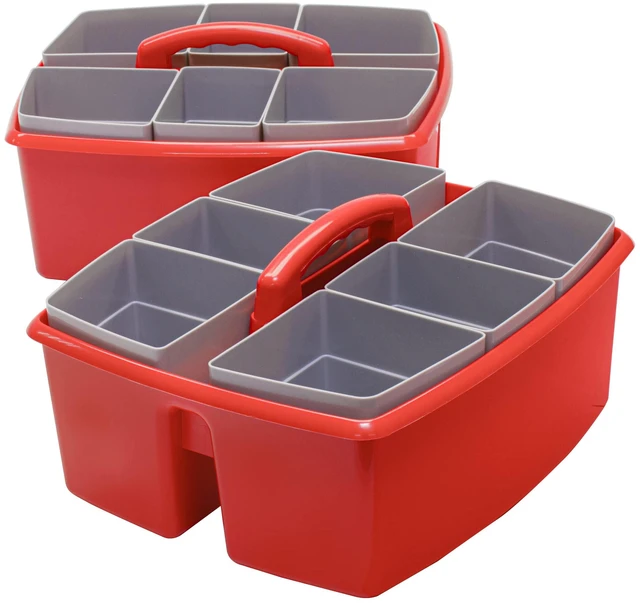 Alt view image 2 of 7 - Large Classroom Caddy with Cups, 13 x 11 x 6.575 Inches, Red, Case of 2 (00981U02C)