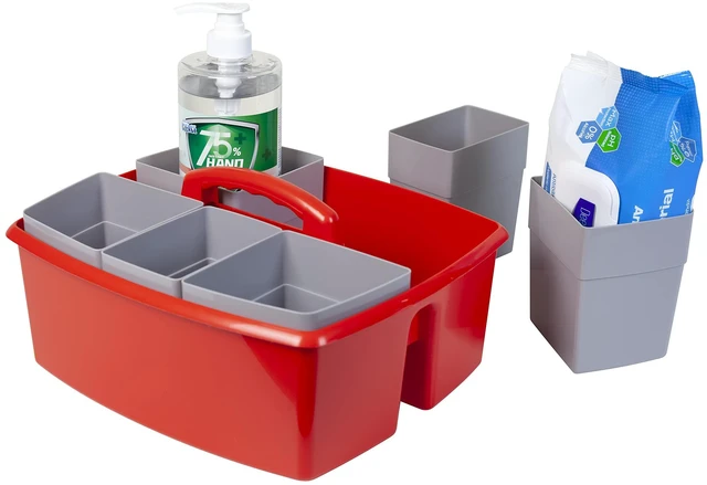 Alt view image 7 of 7 - Large Classroom Caddy with Cups, 13 x 11 x 6.575 Inches, Red, Case of 2 (00981U02C)