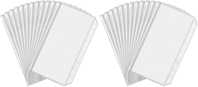 Main image of 12pcs A6 Size Binder Pockets 6 Holes Budget Cash Envelopes for Budgeting, Clear Zipper Folders Loose Leaf Bags for A6 6-Ring Budget Binder, Waterproof PVC Document Pouch Filing Bags (Pack of 2)