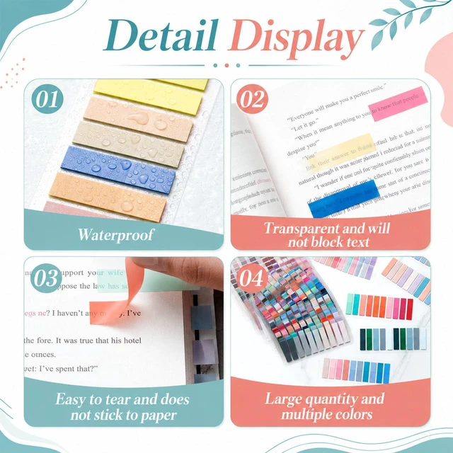 Alt view image 4 of 7 - 24000 Pcs Annotation Tabs, 120 Color Writable Sticky Tab for Book Self-adhesive Index Tabs Feature a Transparent Writable Design for Annotating Books, Bible Pages, Journals and Study Notes