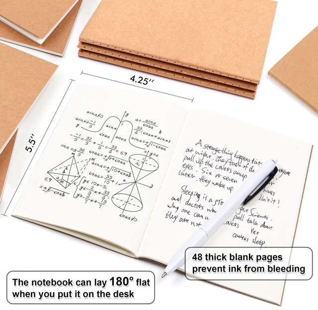 Alt view image 2 of 7 - 170 Pack Blank Kraft Notebooks, Unlined Sketchbook Mini Cute Note Pad for Drawing Writing, Journal Bulk For Kids Students Office School Supplies, A6, 48 Pages, 4.25 X 5.5, Black and Brown