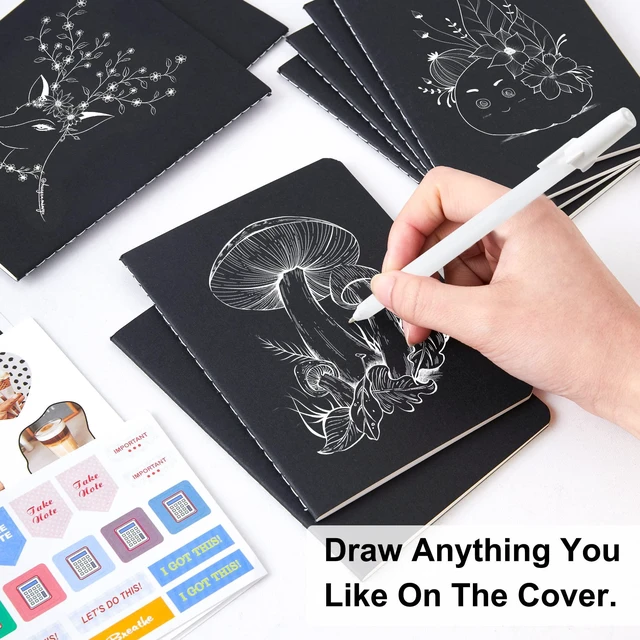 Alt view image 3 of 7 - 170 Pack Blank Kraft Notebooks, Unlined Sketchbook Mini Cute Note Pad for Drawing Writing, Journal Bulk For Kids Students Office School Supplies, A6, 48 Pages, 4.25 X 5.5, Black and Brown