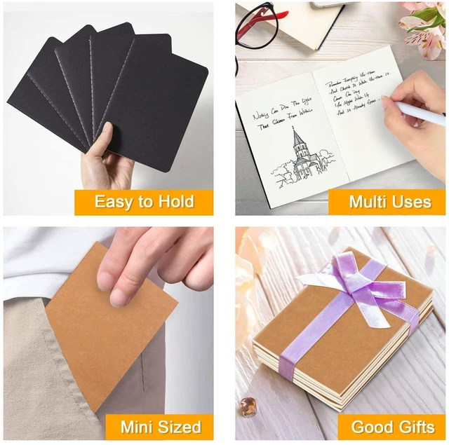 Alt view image 6 of 7 - 170 Pack Blank Kraft Notebooks, Unlined Sketchbook Mini Cute Note Pad for Drawing Writing, Journal Bulk For Kids Students Office School Supplies, A6, 48 Pages, 4.25 X 5.5, Black and Brown