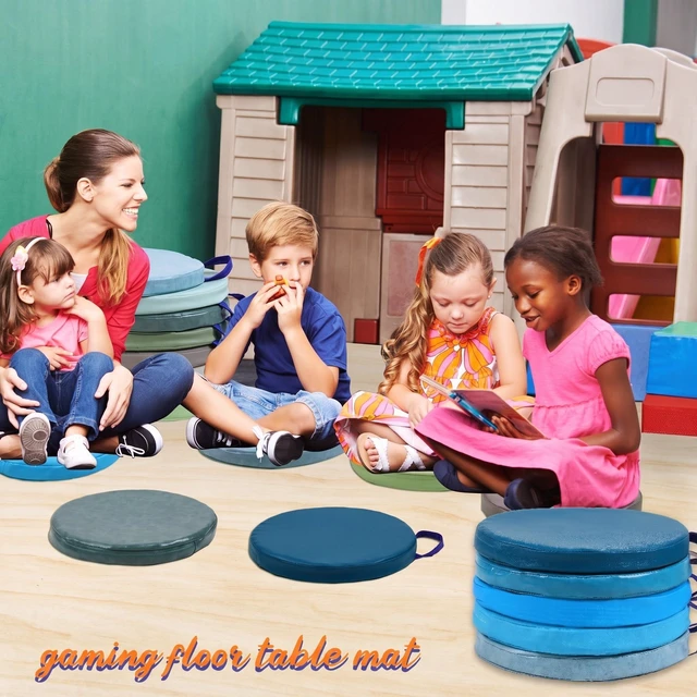 Alt view image 5 of 6 - 12 Pcs Classroom Floor Cushions for Kids,Bright Color,Round Flexible Classroom Seating for Kindergarten Daycare Nursery, Floor Cushion with Handle, Floor Cushions for Sitting Reading