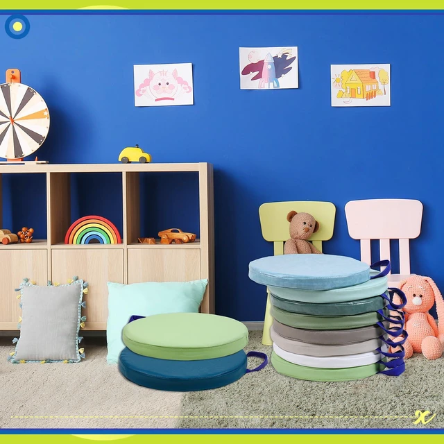 Alt view image 6 of 6 - 12 Pcs Classroom Floor Cushions for Kids,Bright Color,Round Flexible Classroom Seating for Kindergarten Daycare Nursery, Floor Cushion with Handle, Floor Cushions for Sitting Reading