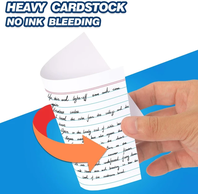 Alt view image 4 of 7 - Heavyweight Index Cards 4x6, 200 Count, White Color, Ruled 65 lb. Cover Weight, Ruled Front and Blank Back, Easy Writing, Not Easy to Penetrate Ink