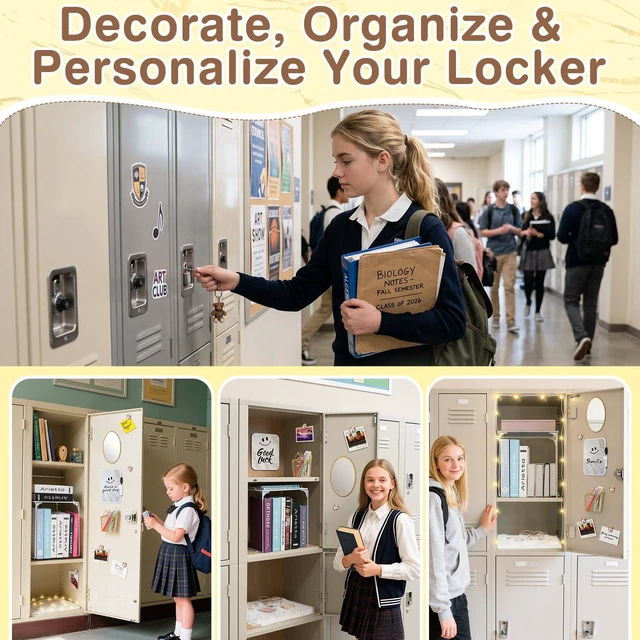 Alt view image 7 of 7 - 16 Pcs Locker Accessories with LED Light, Lockers Decor for School Includes metal shelf, dry erase board, mirror, magnet, plush rug, 3m LED strip and pen holder for locker organizer