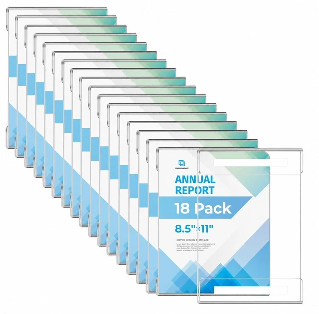 Main image of 18 Pack 8.5x11 Acrylic Sign Holder Wall Mount, Plastic Wall Signs Acrylic Frame Photo Menu Flyer Display Holders with Adhesive Tape for Office, Home, Store, Restaurant - No Drilling