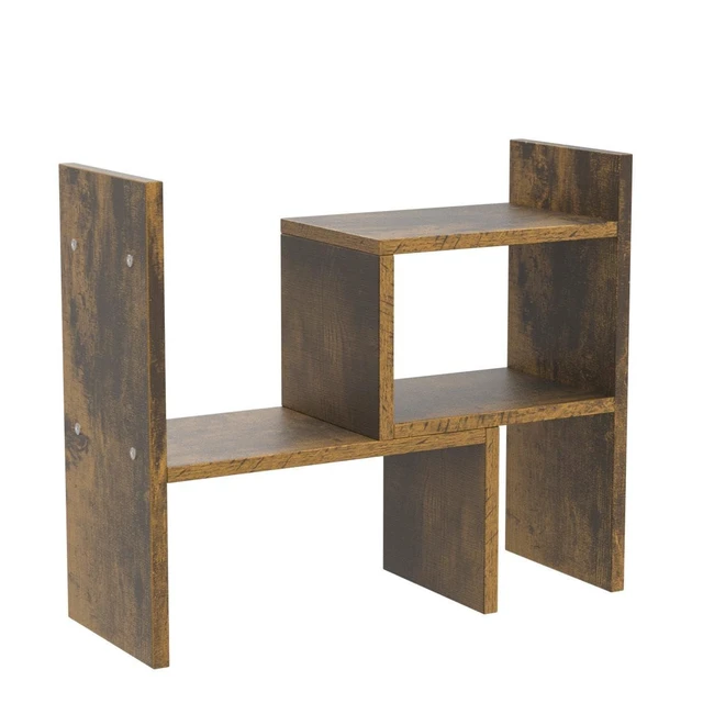 Alt view image 4 of 7 - Adjustable Wood Desktop Display Shelf Natural Wood Tone Wooden Desk Organizer, Cute Dorm & Cubicle Decor. Stores Makeup & Mini Plants, Space-Saving Storage for Small College Rooms