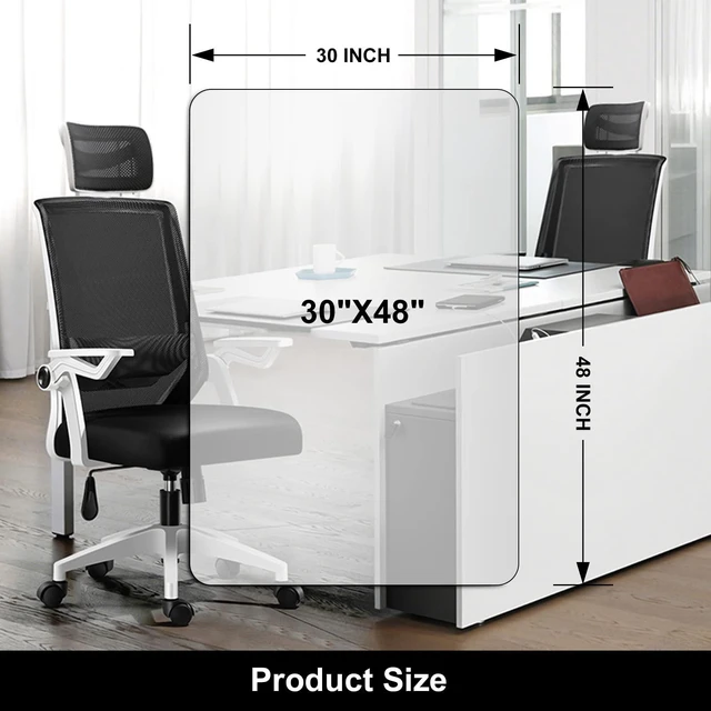 Alt view image 6 of 7 - Office Chair Mat for Hardwood Floor, 30'' x 48'' Rectangle Transparent Desk Thick Durable Chair Mat for Rolling Chairs, Easy Glide, Floor-Protector