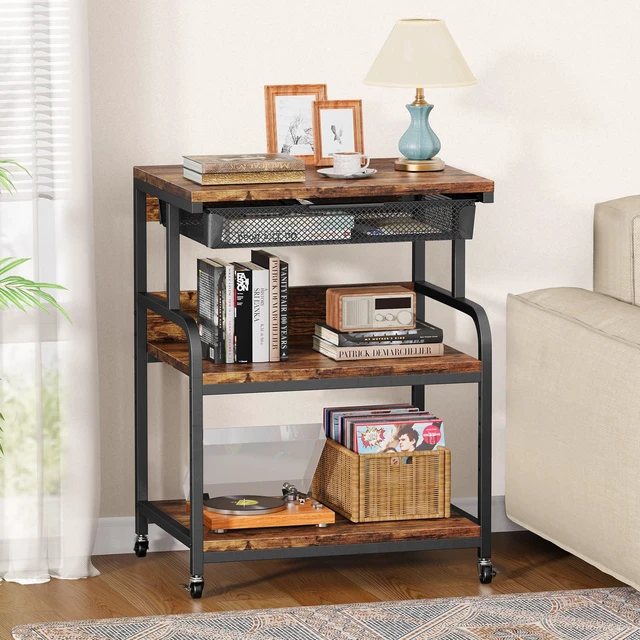 Alt view image 7 of 7 - 23.6"×18.9" Extra Large Printer Stand with Drawer & Wheels 5-Adjustable Shelves 3-Tier Table, Rolling Heavy Duty Printer Cart with Storage, Fits Printer Scanner Fax for Home Office Use