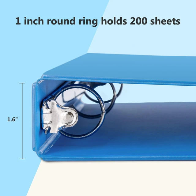 Alt view image 3 of 7 - 1 Inch Round Ring View Binder for Durability, 6-Pack (Light Blue) Standard 3 Ring Binder for 200 Sheets of US Letter Size Paper, PVC-Free, Clear View Cover, Office Home School Use