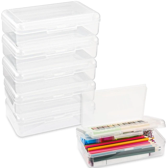 Main image of Pencil Box, Large Capacity Pencil Boxes 2 Compartments, Hard Pencil Case with Snap-tight Lid, Plastic Storage Organizer Box(Clear, 6 Pack)