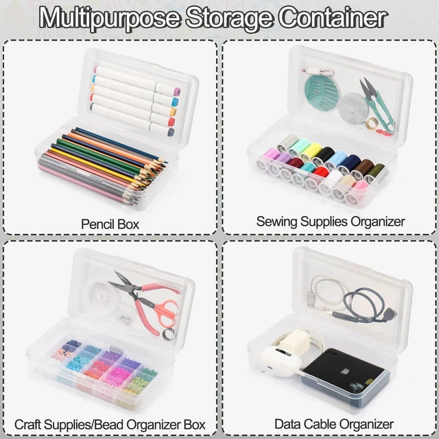Alt view image 5 of 6 - Pencil Box, Large Capacity Pencil Boxes 2 Compartments, Hard Pencil Case with Snap-tight Lid, Plastic Storage Organizer Box(Clear, 6 Pack)