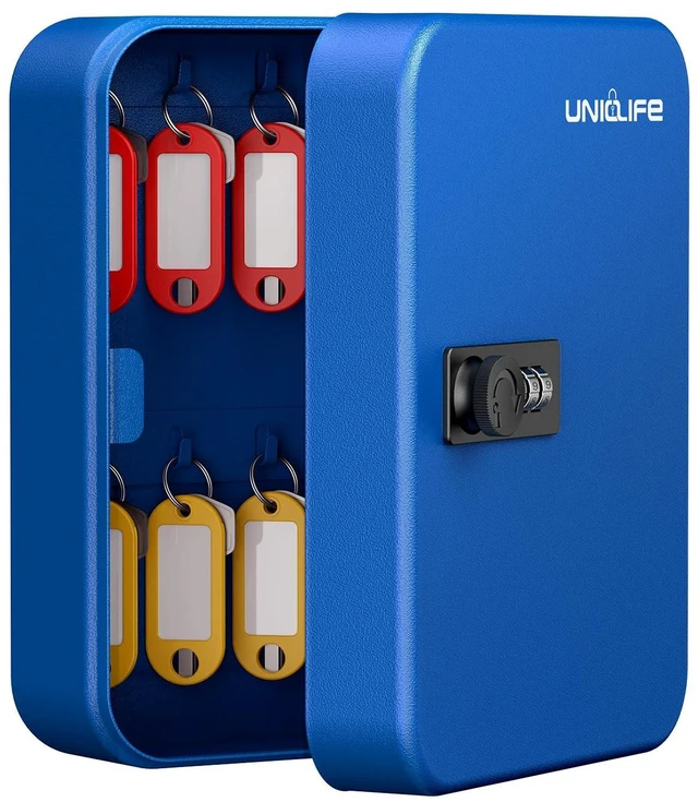 Main image of 20 Position Key Cabinet with Combination Lock Resettable Blue Digital Security Storage Box Steel Key Organizer with Colorful Key Tag Labels Stickers and Hooks