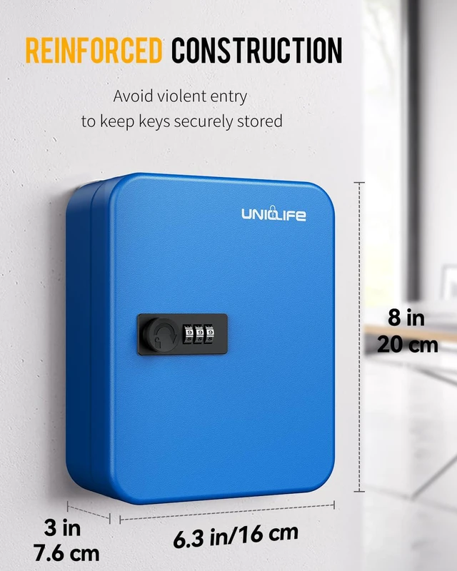 Alt view image 2 of 7 - 20 Position Key Cabinet with Combination Lock Resettable Blue Digital Security Storage Box Steel Key Organizer with Colorful Key Tag Labels Stickers and Hooks