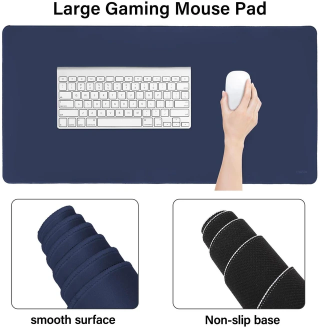 Alt view image 4 of 7 - Keyboard Mouse Pad Set, Large Gaming Mouse Pad&Keyboard Wrist Rest Rectangular Mousepad with Wrist Rest&Coaster, Ergonomic Non-Slip&Easy Typing Pad with Curved Silicone Lining, Navy Blue