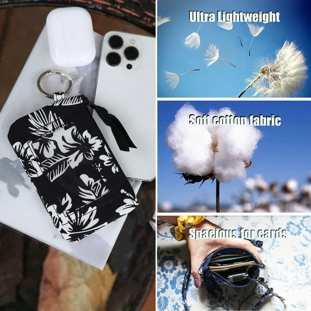 Alt view image 2 of 6 - Lanyard Wallet for Women, ID Card Holder, Lanyards for ID Badges, Floral Zip ID Case Keychain Small Coin Purse Cards, Cash, Work, Travel, Cruise, Teachers, Students, Kids, Black White
