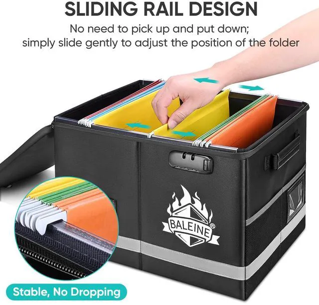 Alt view image 3 of 7 - Fireproof Document Box with Lock, Portable Fireproof Document Bag Waterproof Fire Proof File Boxes for Documents, File Organizer Box for Important Paperwork (Sliver, 16''x12.5''x11.5'')