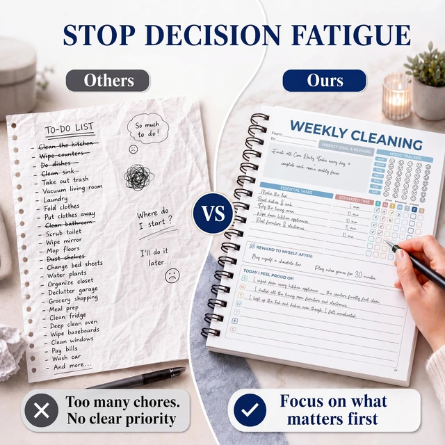 Alt view image 6 of 7 - ADHD Cleaning Planner, Blue Floral Daily Weekly Monthly Checklists Spiral Bound Schedule Organizer for Adults & Teens, Weekly & Monthly Household Tracker for ADHD Minds, Stress-Free Housework