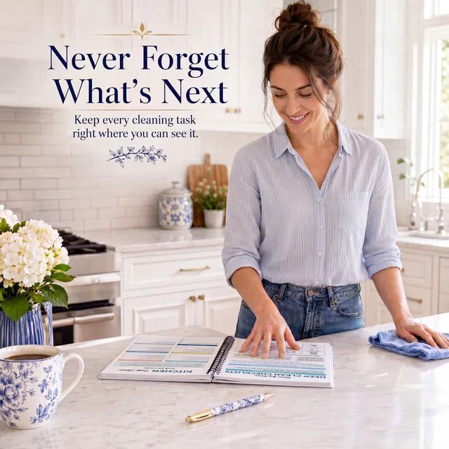 Alt view image 7 of 7 - ADHD Cleaning Planner, Blue Floral Daily Weekly Monthly Checklists Spiral Bound Schedule Organizer for Adults & Teens, Weekly & Monthly Household Tracker for ADHD Minds, Stress-Free Housework
