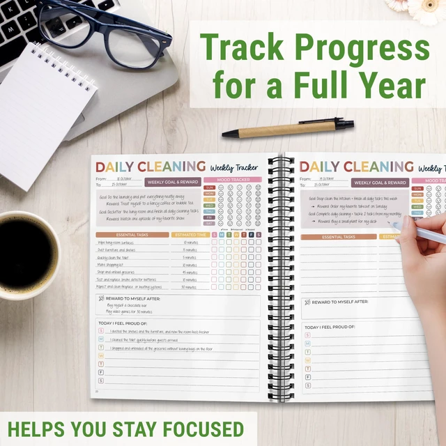 Alt view image 7 of 7 - ADHD Cleaning Planner for Adults & Teens, Weekly Monthly Checklist Spiral Bound Schedule Organizer for Adults & Teens, Daily Household Tracker for ADHD Minds, Stress-Free Housework