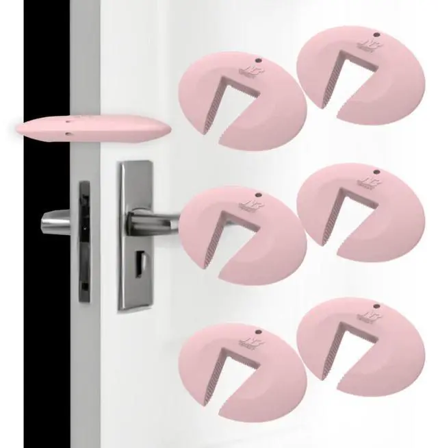 Main image of Door Pinch Guard and Door Slam Stopper, Durable Silicone Door Finger Pinch Guard, Prevents Slamming on Even Heavy Doors, Non-Toxic & Pet Friendly, 6 Packs Pink