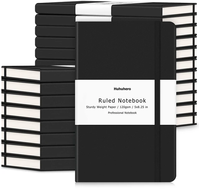 Main image of 20 Pack Lined Journal Notebooks, College Ruled 5"×8.25", Black A5 Sizes, 128 Pages Premium 120gsm Thick Ink-proof Small Work Notebook for Writing Note Taking, Home School & Office Supplies