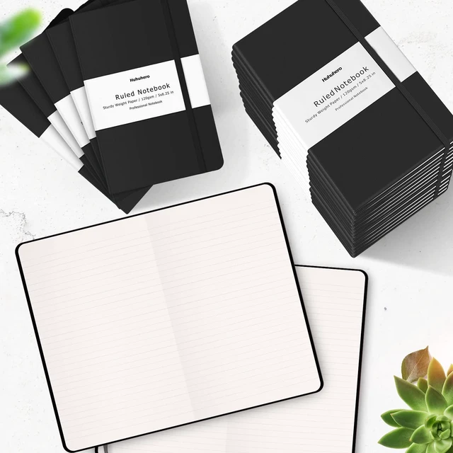 Alt view image 2 of 7 - 20 Pack Lined Journal Notebooks, College Ruled 5"×8.25", Black A5 Sizes, 128 Pages Premium 120gsm Thick Ink-proof Small Work Notebook for Writing Note Taking, Home School & Office Supplies