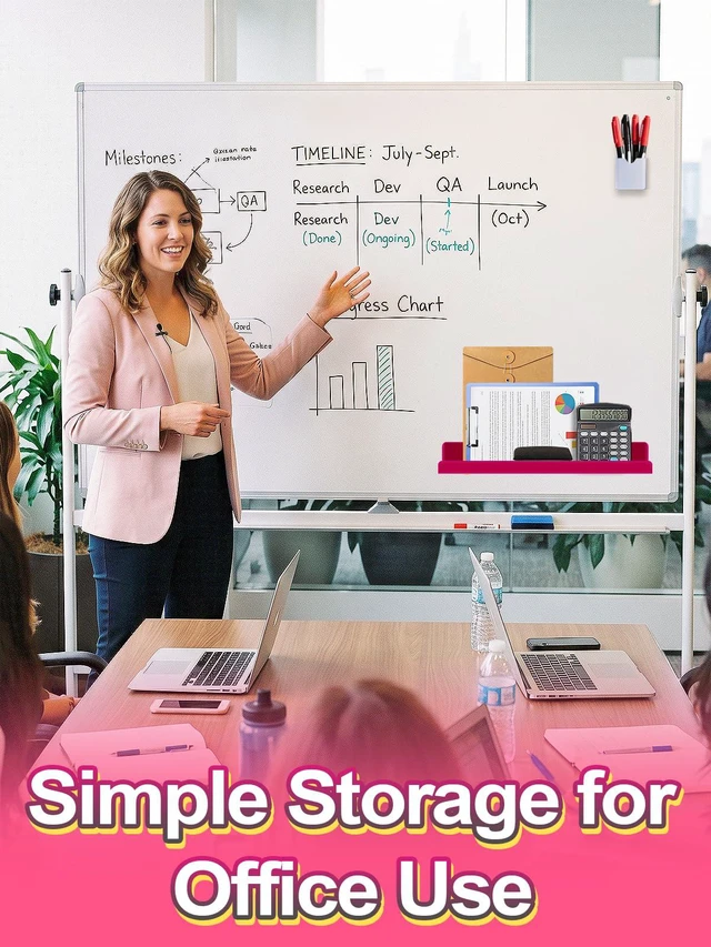 Alt view image 7 of 7 - 17" Acrylic Magnetic Book Shelf & Pen Holder Sets for Whiteboard White Board Accessories, Classroom Must Haves, Stable Books Display Shelves, Teacher Essentials, Holds up to 8 lbs, Rose Red
