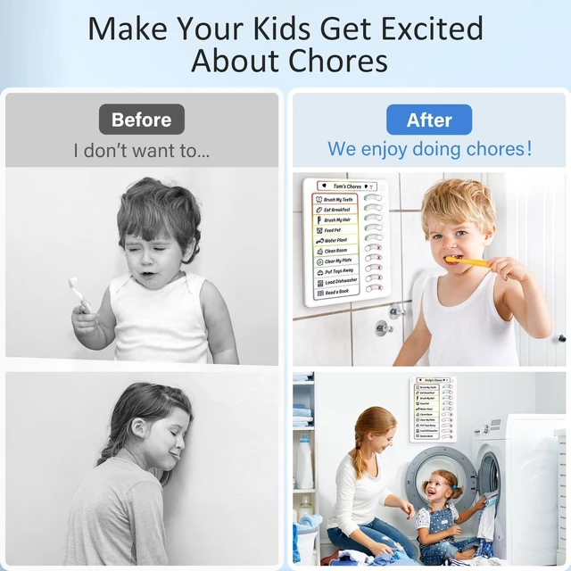 Alt view image 6 of 7 - Chore Chart for Kids Dry Erase Chore Board ADHD Tools for Kids to Do List Checklist Task Board Routine Chart Planning Board for Fridge with 10 Sliders and Magnetic Marker, White and Rainbow, 1 Pack