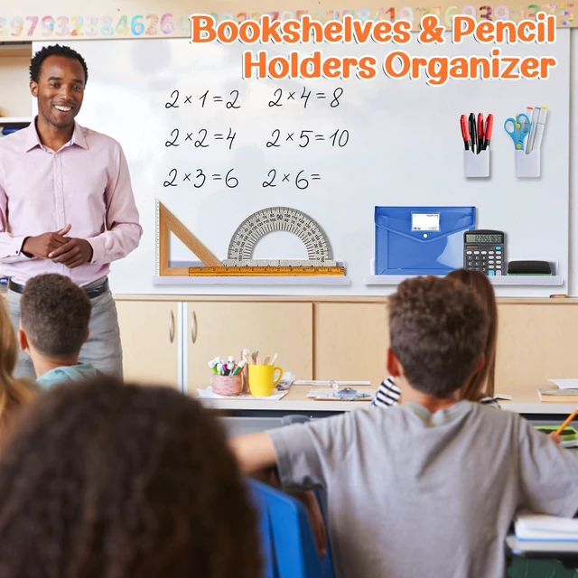 Alt view image 6 of 7 - 17" Acrylic Magnetic Book Shelf & Pen Holder Sets for Whiteboard White Board Accessories, Classroom Must Haves, Stable Books Display Shelves, Teacher Essentials, Holds up to 8 lbs, White