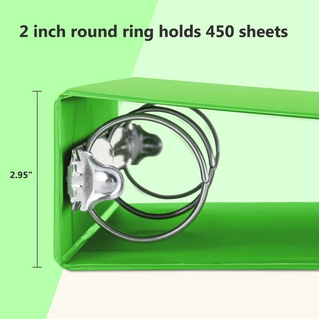 Alt view image 3 of 7 - 2 Inch Round Ring View Binder for Durability, 6-Pack (Ivy Green) Standard 3 Ring Binder for 450 Sheets of US Letter Size Paper, PVC-Free, Clear Front Pocket, Office Home School Use