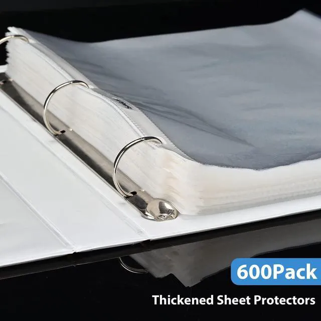 Alt view image 4 of 7 - Sheet Protectors 600 Page,Page Protector 8.5" x 11" Upgraded Thick Material,for 3 Ring Binder, Top Loading Paper Protector with Reinforced Holes,Holds Multiple Sheets