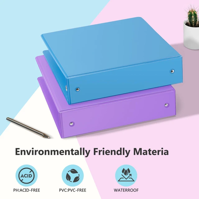 Alt view image 4 of 7 - 2 Inch Round Ring View Binder for Durability, 6 Pack (Assorted) Standard 3 Ring Binder for 450 Sheets of US Letter Size Paper, PVC-Free, Clear Front Pocket, Office Home School Use