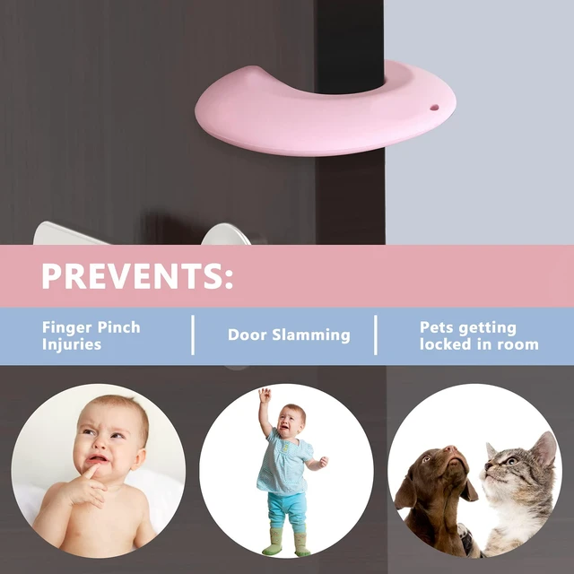 Alt view image 2 of 7 - Door Pinch Guard and Door Slam Stopper, Durable Silicone Door Finger Pinch Guard, Prevents Slamming on Even Heavy Doors, Non-Toxic & Pet Friendly, 6 Packs Pink