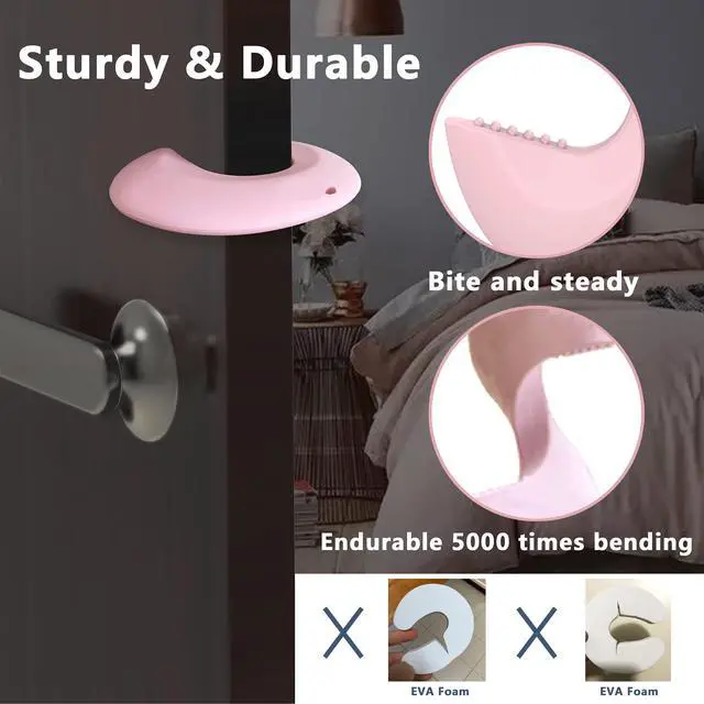 Alt view image 4 of 7 - Door Pinch Guard and Door Slam Stopper, Durable Silicone Door Finger Pinch Guard, Prevents Slamming on Even Heavy Doors, Non-Toxic & Pet Friendly, 6 Packs Pink