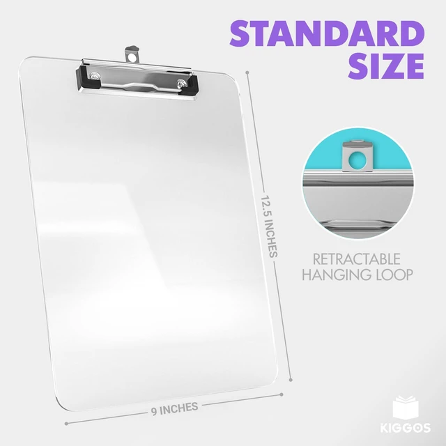 Alt view image 3 of 7 - Acrylic Clipboards 12.5 x 9, Clear 6 Pack Letter Size Clip Boards with Low Profile Metal Clips, Hold up to 100 Sheets, Lightweight Set for Classroom, School, Office and Home
