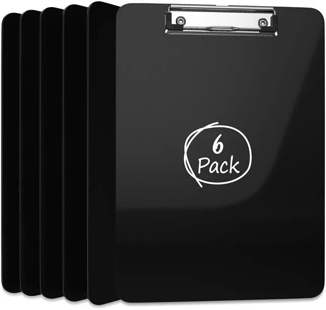 Main image of Acrylic Clipboards 12.5 x 9, Black 6 Pack Letter Size Clip Boards with Low Profile Metal Clips, Hold up to 100 Sheets, Lightweight Set for Classroom, School, Office and Home