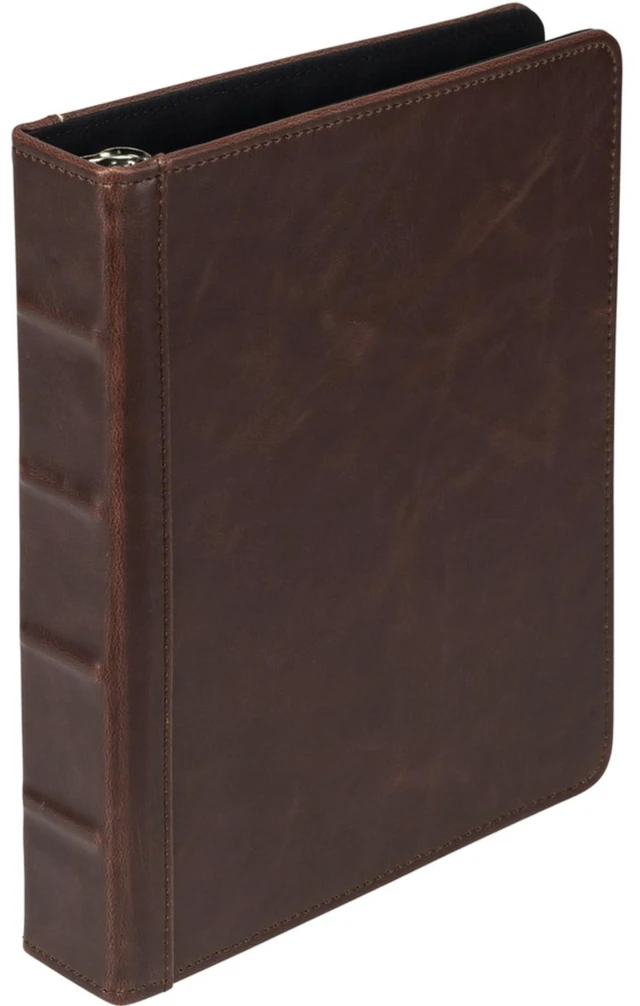 Alt view image 3 of 7 - Vintage Leather Mini 3 Ring Binder 1 Inch Round Ring (Holds 200 Sheets), 5.5 x 8.5 Inch Documents, Professional Organizer, Planner, Notebook, Brown
