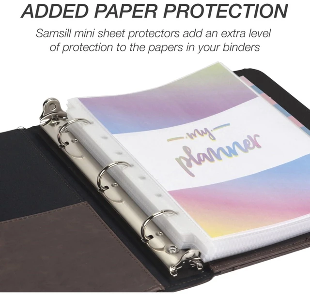 Alt view image 4 of 7 - Vintage Leather Mini 3 Ring Binder 1 Inch Round Ring (Holds 200 Sheets), 5.5 x 8.5 Inch Documents, Professional Organizer, Planner, Notebook, Brown