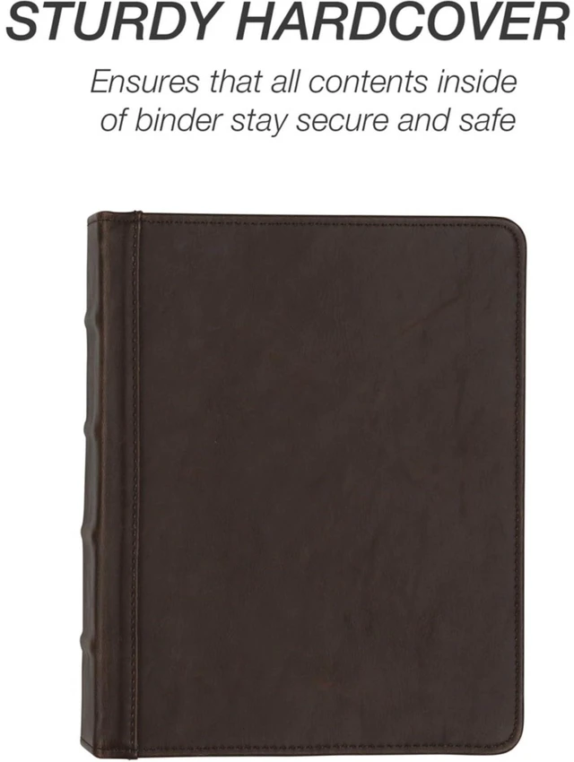 Alt view image 5 of 7 - Vintage Leather Mini 3 Ring Binder 1 Inch Round Ring (Holds 200 Sheets), 5.5 x 8.5 Inch Documents, Professional Organizer, Planner, Notebook, Brown