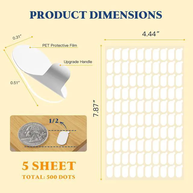 Alt view image 2 of 7 - Adhesive Sticky Dots, Putty Sticky Tack, Double Sided Mounting Glue Dots for Wall Hanging, Crafts, Balloons, Poster, Festival, Party, Decorations - 500 Dots