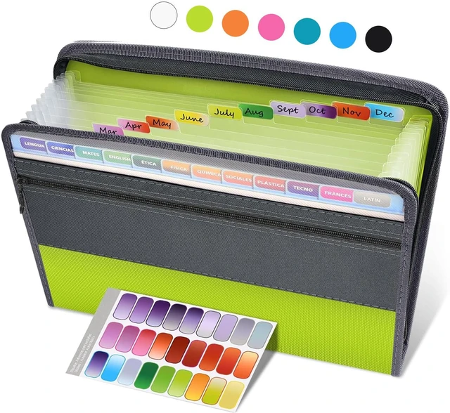 Main image of Accordion File Organizer with Zipper, 12 Pocket Expanding File Folder Organizer with Front Pencil Pouch, Portable Monthly Paper Bill Tax Receipt Organizer, School Office Supplies, Letter Size