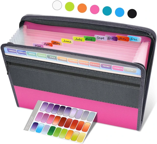 Main image of Accordion File Organizer with Zipper, 12 Pocket Expanding File Folder Organizer with Front Pencil Pouch, Portable Monthly Paper Bill Tax Receipt Organizer, School Office Supplies, Letter Size